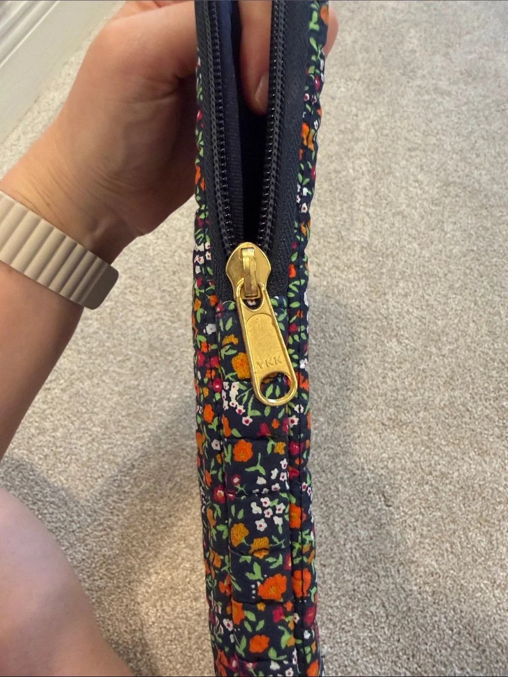 J. Crew Black Floral Tablet Sleeve with Multicolor Blossoms